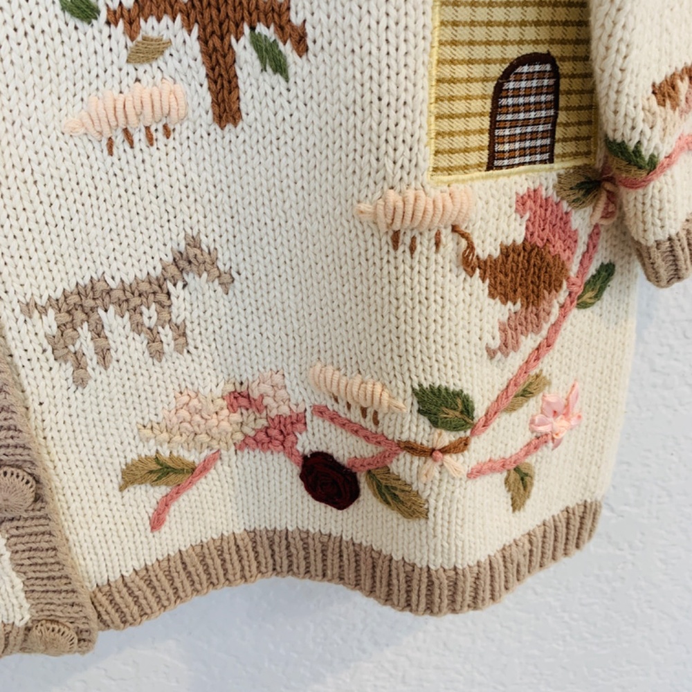 Vintage Alexa Grace Embroidered Sweater Cardigan Womens Large Cottagecore Floral - Picture 13 of 16